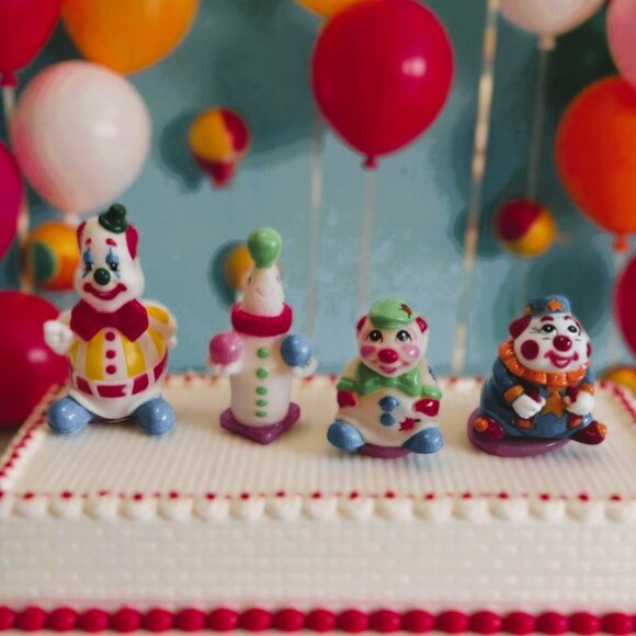 Vintage Clown & Seal Cake/CupCake Toppers-Lot Of 4 - Picture 1 of 12